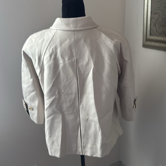 Talbots The Jackie Fit bone color jacket coat Sz 14 100% cotton New - Picture 4 of 11